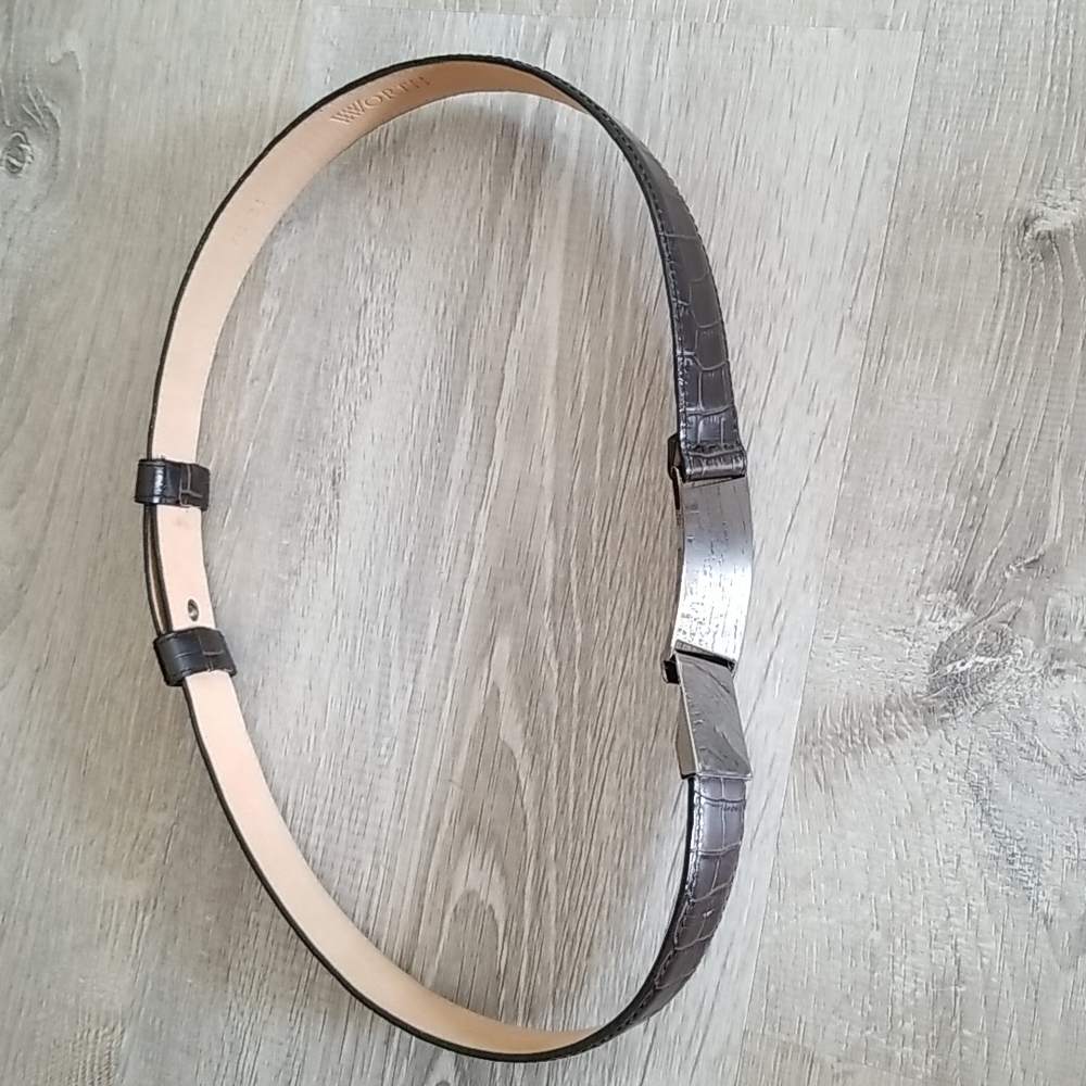Worth, Alligator Embossed Leather Belt.
